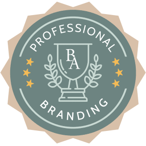 an image of the credly badge students earn upon completion of the professional branding course